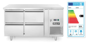 Koelwerkbank met 4 lades Profi Line 280L, Arktic, Profi Line, 90L, 230V/250W, 700x1360x(H)840mm