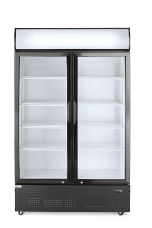 Backbar koelkast met lichtbak, dubbele deur, Arktic, 512L, Zwart, 230V/510W, 1120x585x(H)1900mm