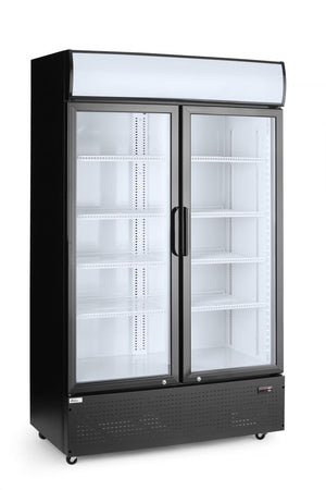 Backbar koelkast met lichtbak, dubbele deur, Arktic, 512L, Zwart, 230V/510W, 1120x585x(H)1900mm
