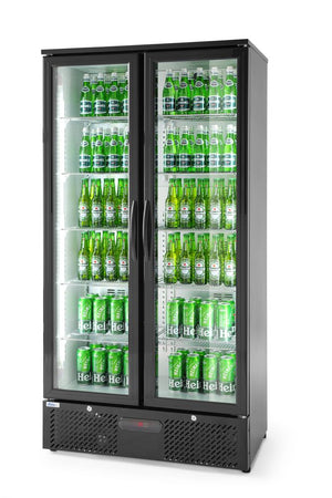 Backbar koelkast met dubbele deuren, Arktic, 384L, Zwart, 230V/365W, 940x635x(H)1983mm