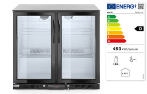 Backbar koelkast met dubbele deur, Arktic, 158L, Zwart, 230V/160W, 900x530x(H)865mm