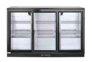 Backbar koelkast met drie schuifdeuren, Arktic, 254L, Zwart, 230V/160W, 1350x520x(H)865mm