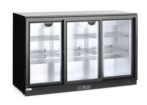 Backbar koelkast met drie schuifdeuren, Arktic, 254L, Zwart, 230V/160W, 1350x520x(H)865mm
