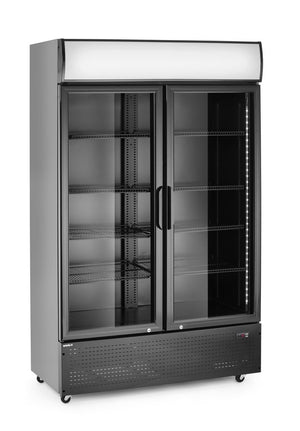 Backbar koelkast met lichtbak, dubbele deur, Arktic, 512L, Zwart, 230V/510W, 585x1120x(H)1900mm