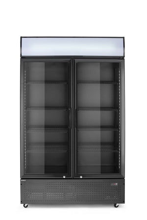 Backbar koelkast met lichtbak, dubbele deur, Arktic, 512L, Zwart, 230V/510W, 585x1120x(H)1900mm