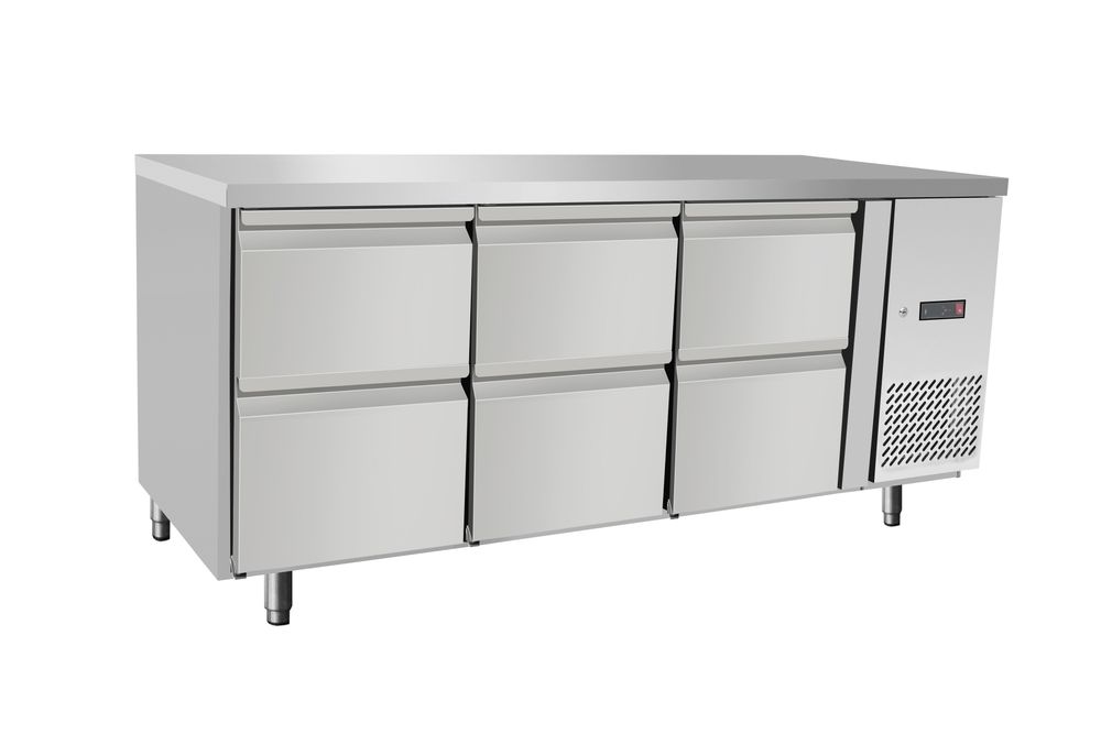 Koelwerkbank, 6 lades, Arktic, 204L, 230V/400W, 700x1795x(H)840mm
