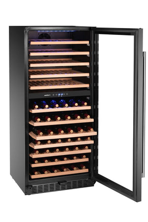 Wijnkoeler, 2 zones, 124 flessen, Arktic, Zwart, 569x595x(H)1397mm