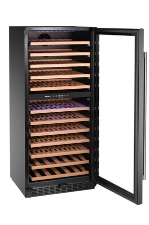 Wijnkoeler, 2 zones, 124 flessen, Arktic, Zwart, 569x595x(H)1397mm