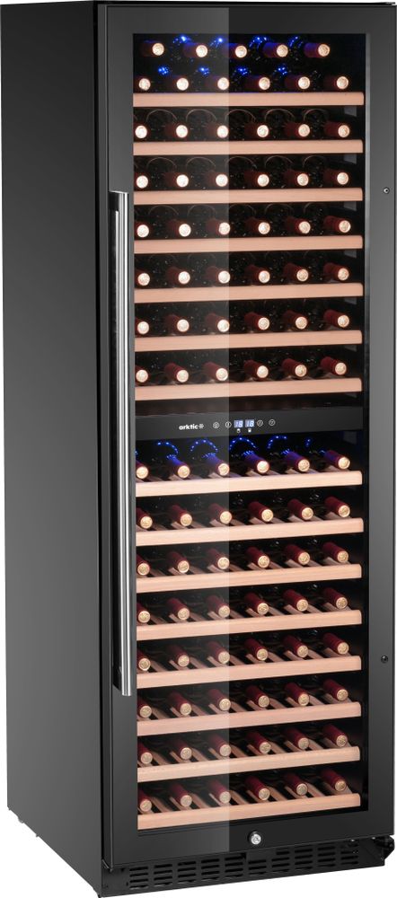 Wijnkoeler, 2 zones, 131 flessen, Arktic, Zwart, 697x595x(H)1756mm