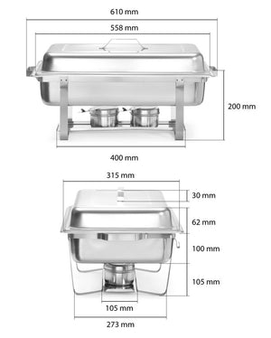 Chafing dish set, HENDI, GN 1/1, 8,5L, 610x355x(H)297mm