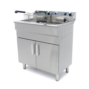 Frituurpan - 2 x 16 L - 2 Manden - met Tapkraan en Opbergruimte - 230V