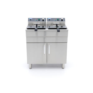 Frituurpan - 2 x 16 L - 2 Manden - met Tapkraan en Opbergruimte - 230V