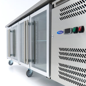 Koelwerkbank - 223 cm - 4 Glazen Deuren