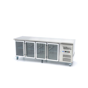 Koelwerkbank - 223 cm - 4 Glazen Deuren