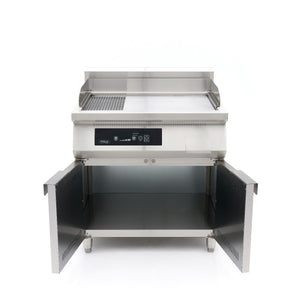 Inductie Grillplaat 700 - Glad en Gegroefd - 10000W - Dubbel - met Onderstel