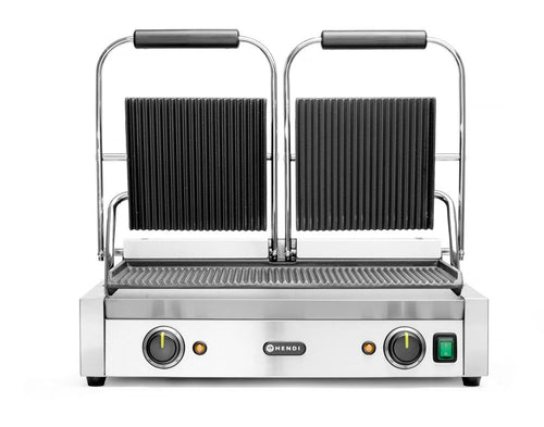 Contactgrill - dubbele versie, HENDI, boven en onder geribd, 230V/3600W, 570x375x(H)216mm