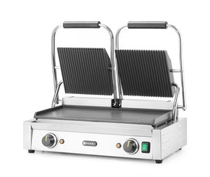 Contactgrill - dubbele versie, HENDI, boven geribd, onder glad, 230V/3600W, 570x375x(H)216mm