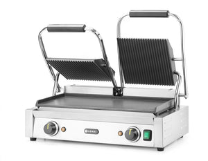Contactgrill - dubbele versie, HENDI, boven geribd, onder glad, 230V/3600W, 570x375x(H)216mm