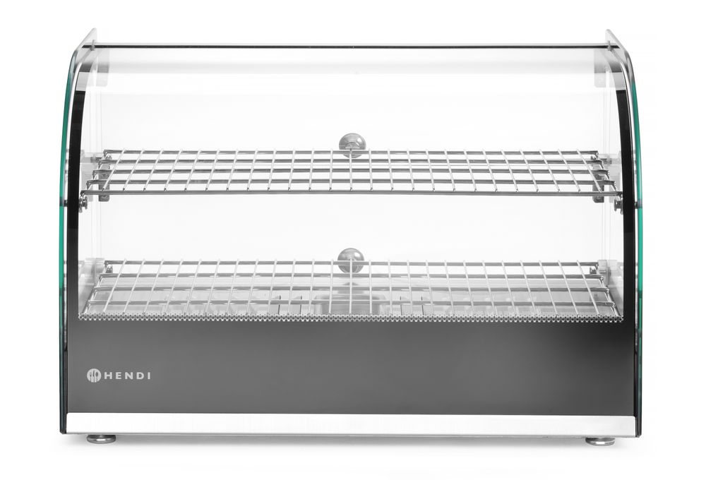 Opzet warmhoudvitrine tweelaags, HENDI, twee niveaus, Zwart, 230V/800W, 554x376x(H)376mm