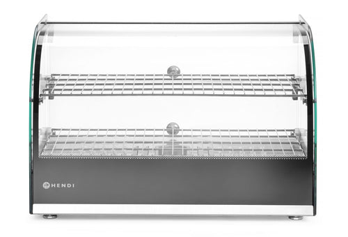 Opzet warmhoudvitrine tweelaags, HENDI, twee niveaus, Zwart, 230V/800W, 554x376x(H)376mm