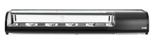 Sushi display, Arktic, Capaciteit: 5x GN 1/2 (H)40 mm (containers inbegrepen)., Zwart, 230V/190W, 420x1800x(H)265mm