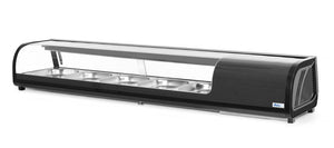 Sushi display, Arktic, Capaciteit: 5x GN 1/2 (H)40 mm (containers inbegrepen)., Zwart, 230V/190W, 420x1800x(H)265mm