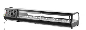 Sushi display, Arktic, Capaciteit: 5x GN 1/2 (H)40 mm (containers inbegrepen)., Zwart, 230V/190W, 420x1800x(H)265mm