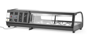 Sushi display, Arktic, Containers inbegrepen: 4x GN 1/3 (H) 40 mm., Zwart, 230V/190W, 426x1177x(H)296mm