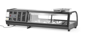 Sushi display, Arktic, Containers inbegrepen: 4x GN 1/3 (H) 40 mm., Zwart, 230V/190W, 426x1177x(H)296mm
