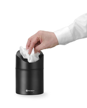 Tafelformaat prullenbak met schommeldeksel, HENDI, 1,2L, Zwart, ⌀120x(H)165mm
