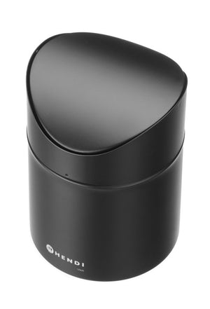 Tafelformaat prullenbak met schommeldeksel, HENDI, 1,2L, Zwart, ⌀120x(H)165mm