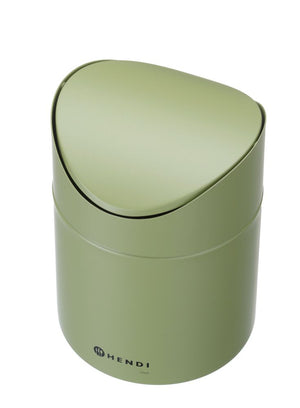 Tafelformaat prullenbak met schommeldeksel, HENDI, 1,2L, Groen, ⌀120x(H)165mm