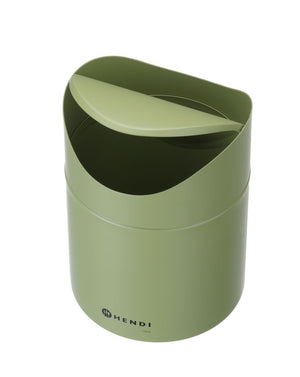 Tafelformaat prullenbak met schommeldeksel, HENDI, 1,2L, Groen, ⌀120x(H)165mm