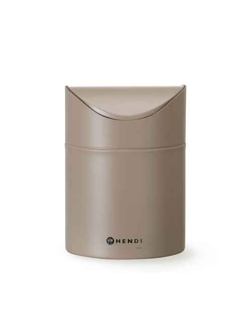 Tafelformaat prullenbak met schommeldeksel, HENDI, 1,2L, Beige, ⌀120x(H)165mm