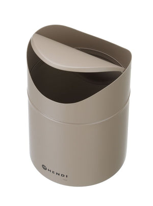 Tafelformaat prullenbak met schommeldeksel, HENDI, 1,2L, Beige, ⌀120x(H)165mm