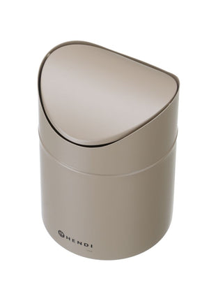 Tafelformaat prullenbak met schommeldeksel, HENDI, 1,2L, Beige, ⌀120x(H)165mm