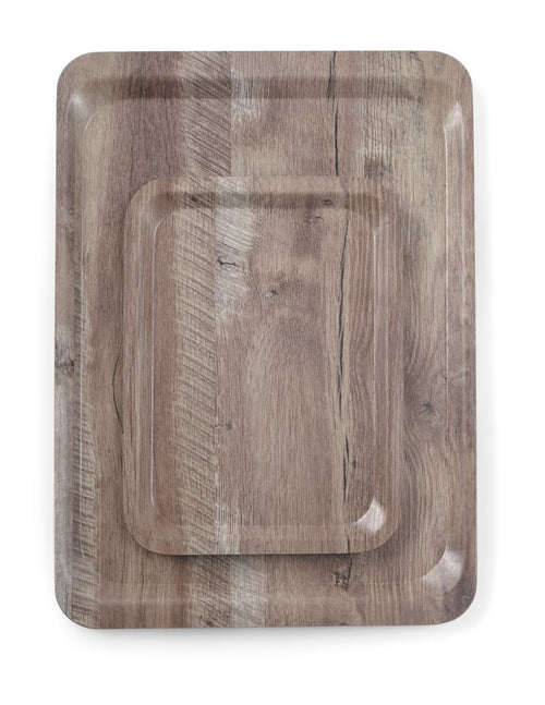 Dienblad van melamine met hout bedrukking, AmerBox, Hout donker, 370x530mm
