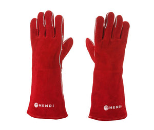 Hittebestendige handschoenen, leer, HENDI, Rood, 2 st., (L)410mm