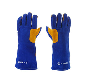 Hittebestendige handschoenen, leer, HENDI, Blauw, 2 st., (L)410mm