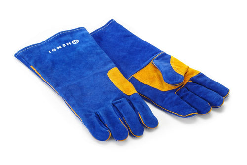 Hittebestendige handschoenen, leer, HENDI, Blauw, 2 st., (L)410mm