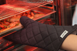 Ovenwanten, HENDI, met vlamvertragende coating, Zwart, 2 st., (L)380mm