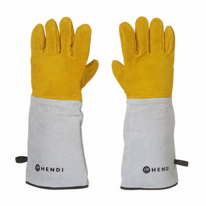 Hittebestendige leren barbecue handschoenen - 2 stuks, HENDI, 2 st., (L)460mm