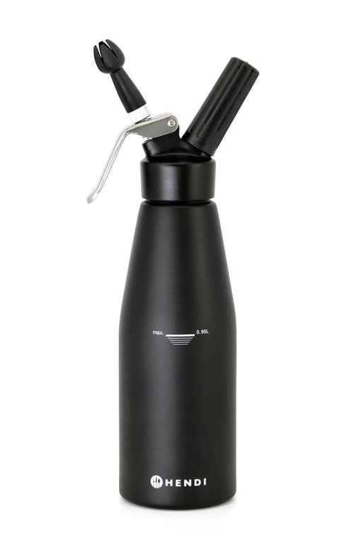 Slagroomapparaat zwart, HENDI, Kitchen Line, 0,95L, Zwart, ⌀95x(H)320mm