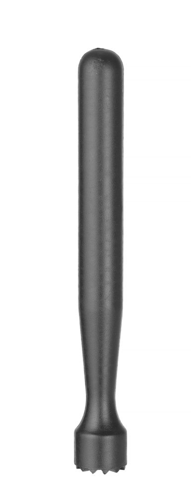 Cocktail muddler, BarUp, Geribbelde kop, Zwart, ⌀34x207mm