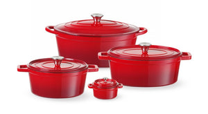 Braadpan geëmailleerd gietijzer, HENDI, 0,27L, Rood, 130x100x(H)48mm, Rond