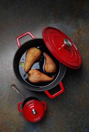 Braadpan geëmailleerd gietijzer, HENDI, 3,7L, Rood, 317x240x(H)105mm, Rond