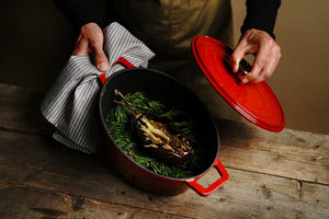 Braadpan geëmailleerd gietijzer, HENDI, 4,4L, Rood, 365x220x(H)115mm, Ovaal