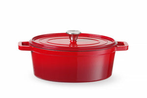 Braadpan geëmailleerd gietijzer, HENDI, 4,4L, Rood, 365x220x(H)115mm, Ovaal