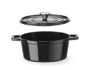 Braadpan geëmailleerd gietijzer, HENDI, 3,7L, Zwart, 317x240x(H)105mm, Rond