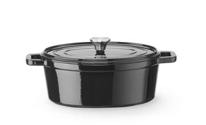 Braadpan geëmailleerd gietijzer, HENDI, 4,4L, Zwart, 365x220x(H)115mm, Ovaal